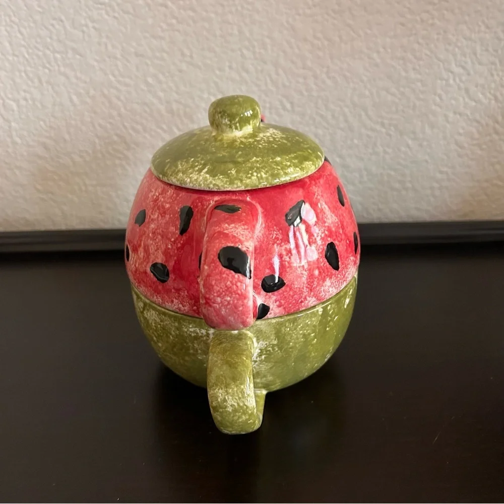 Hand-Painted Watermelon Stackable Tea Set | Whimsical Teacup & Teapot | New